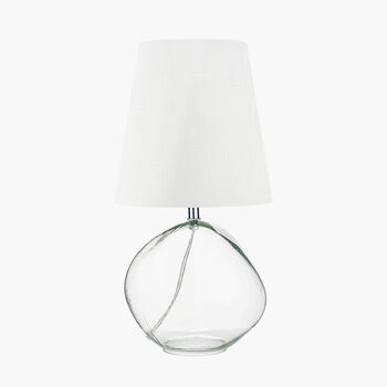 Clear Glass And White Shade Table Lamp, 3 of 10