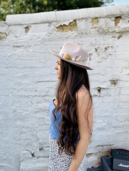 Hand Embroidered Floral Wool Fedora, 10 of 12