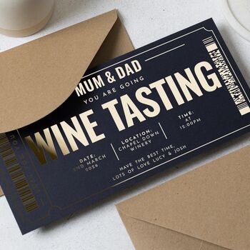 Personalised Gold Foil Wine Tasting Voucher For Parents, 2 of 9
