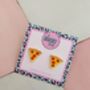 Margarita Pizza Glitter Resin Studs / Fun Food Jewellery / Gift For Pizza Lovers, thumbnail 2 of 5