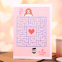 Personalised Love Maze Valentine's Portrait Card, thumbnail 1 of 4