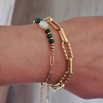 Pearl, Beads And 18 K Gold Plated Paperclip Chain Bracelet, 5 of 5