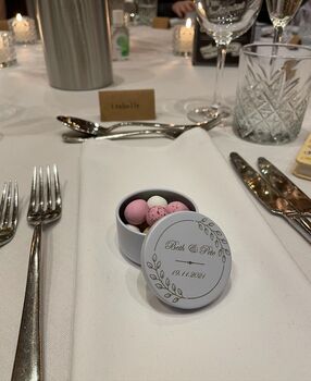 Set Of 15 Wedding Favour Personalised Metal Tins, 2 of 9