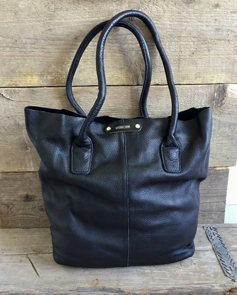 Black Raw Edge Leather Bag By Studio Tew | notonthehighstreet.com