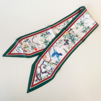 Pink And Green Forest Print Hair Or Neck Scarf, 2 of 3