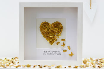Gold Butterfly Heart Golden Wedding Anniversary Card, 9 of 9