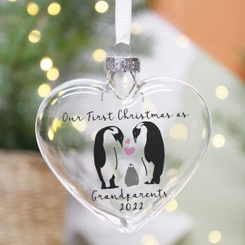 Grandparent First Christmas Penguin Glass Bauble, 9 of 9