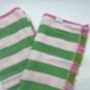 Dolce 100% Cotton Modern Striped Beach Towel Pink / Yellow And Green, thumbnail 4 of 11