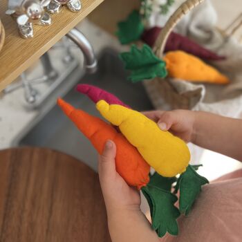 Rainbow Carrots Felt Food Play Set Of Five, 2 of 4