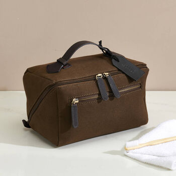 Personalised Leather Lay Flat Wash Bag, 2 of 10