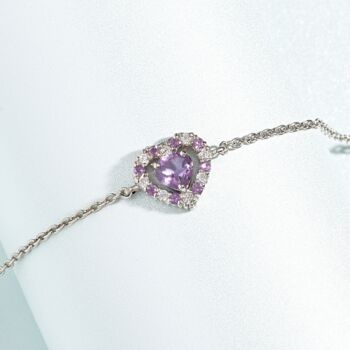 Purple Heart Lavender Amethyst Bracelet In Silver And Gold, 2 of 10