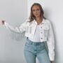 Cropped Denim Bride Jacket With Tassels White, thumbnail 4 of 4