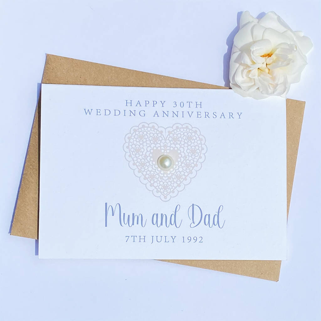 Personalised 30th Wedding Anniversary Card By Andrea Fays 