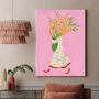 Custom Boho Dress Woman Holding Flowers Art Print, thumbnail 6 of 9