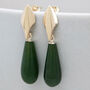 9ct Gold Deco Dropper Earrings With Nephrite, thumbnail 1 of 12