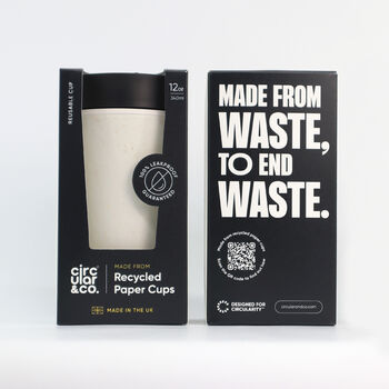 Circular And Co Coffee Cup Made From Paper Cups 12oz Chalk And Black, 2 of 8