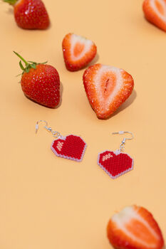 Make Your Own Heart Earrings Cross Stitch Kit, 3 of 6
