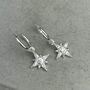 Sterling Silver Earrings Snowflake North Star Huggies, thumbnail 4 of 7