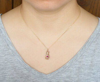 Solid Yellow Gold Hand Pendant With Ruby, 5 of 5