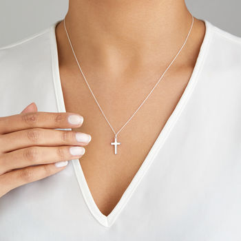 Solid Silver Or Gold Christian Cross Pendant Necklace, 5 of 8