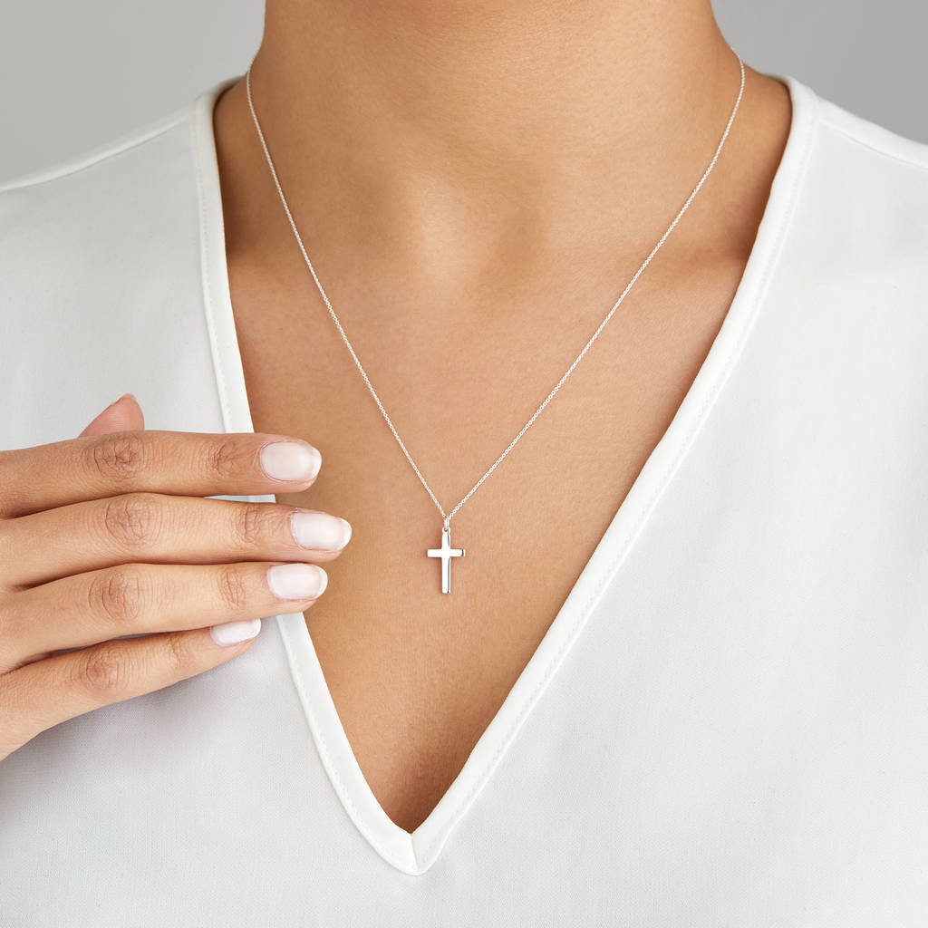 original solid gold christian cross pendant necklace
