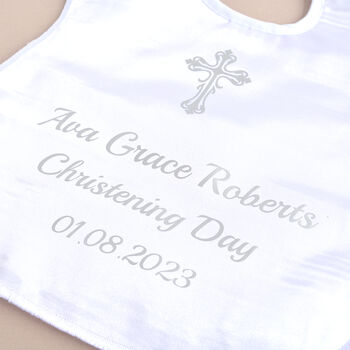 Personalised Satin Bib For Christening Or Baptism, 2 of 6