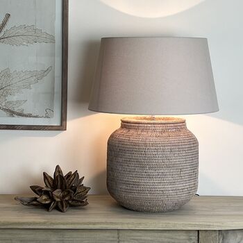 Ashcliffe Rattan Table Lamp Natural White Wash, 3 of 5