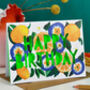 Orange Floral Paper Cut Birthday Card, thumbnail 1 of 5