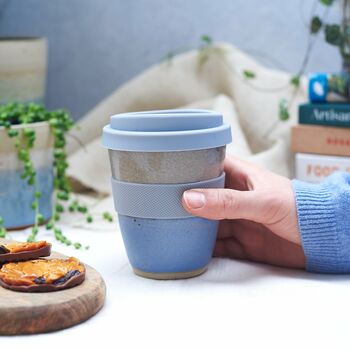 Ceramic Travel Mug With Grey Silicon Band, 8 of 9
