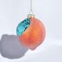 Orange With Leaf Glass Tree Decoration, thumbnail 1 of 3