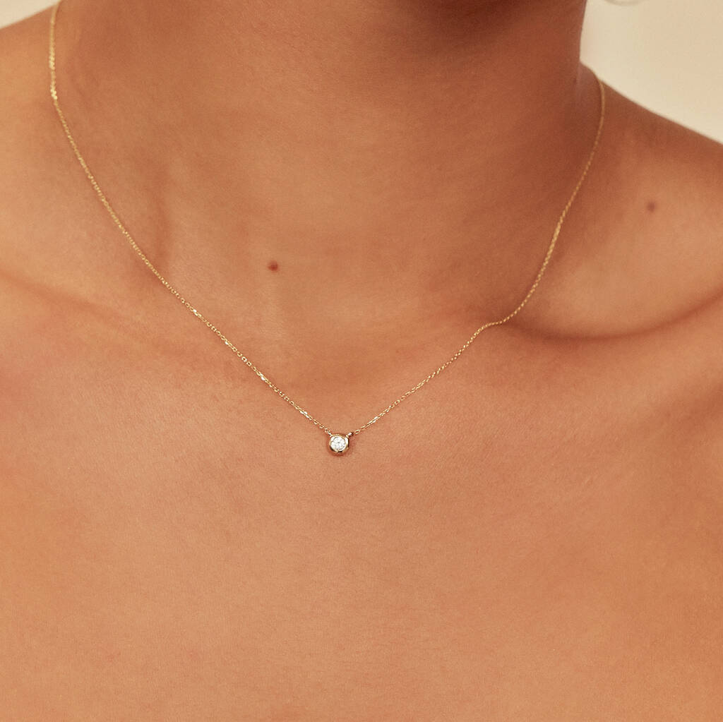 Solid Gold Or White Gold Floating Diamond Necklace, 1 of 8