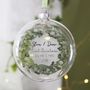 First Married Christmas Wreath Glass Bauble, thumbnail 1 of 5