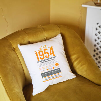 Personalised 70th Birthday Gift 1954 Cushion, 5 of 9