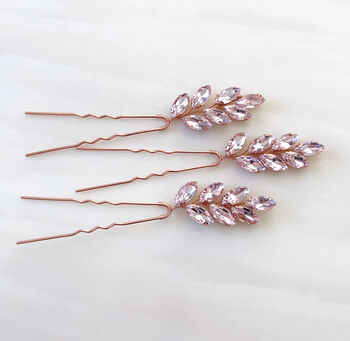 Large Pink Crystal Hair Pins, 2 of 3