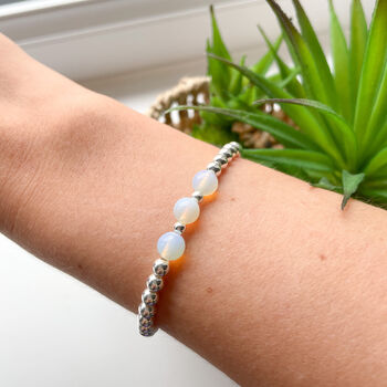 Handmade Silver Bracelet With Opalite Crystals, 2 of 3