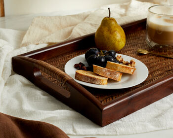 Vera Rectangle Rattan And Wood Serving Tray, 2 of 3