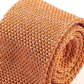 Orange Marl Silk Knitted Tie 6cm, 3 of 3