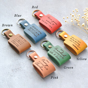 Personalised Leather Keyring Gift For Dad Nanny Grandad, 4 of 5
