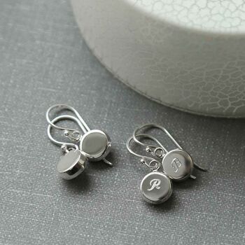 Sterling Silver Engravable Round Dangly Earrings, 3 of 5