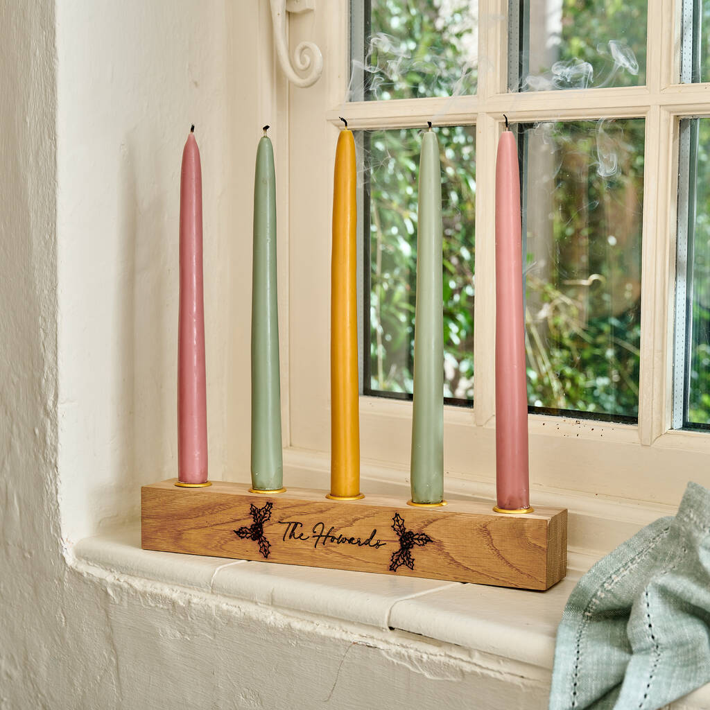 Personalised Christmas Candle Stick Holder By Sunday's Daughter