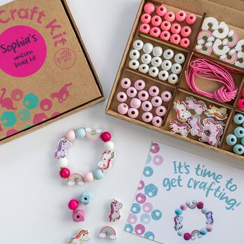 Personalised Unicorn Rainbow Wooden Bead Making Kit, 9 of 9