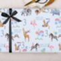 Three Sheets Of 3rd Birthday Blue Zoo Animals Wrapping Paper, thumbnail 2 of 2