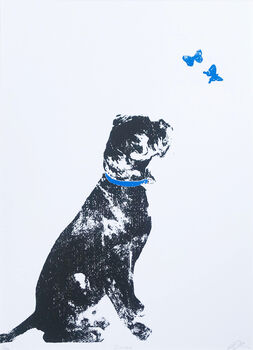 Curious Boxer Dog And Butterflies Screen Print, 2 of 2
