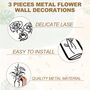 Three Pieces Black Metal Floral Flower Wall Decor, thumbnail 6 of 7