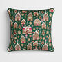 Green Gingerbread House Christmas Cushion, thumbnail 1 of 4