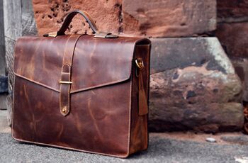 Handcrafted Men's Leather Laptop Bag Personalised Gift, 5 of 12