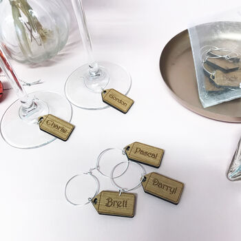 Personalised Five Christmas Name Tag Wine Glass Charms, 10 of 12