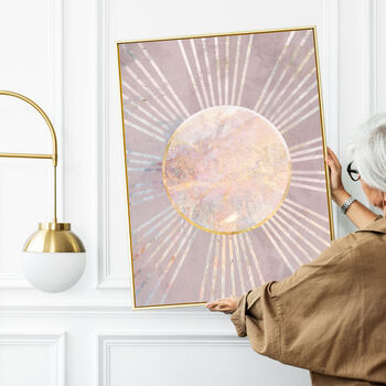 Sun Boho Pink Marble Gold Wall Art Print, 3 of 8