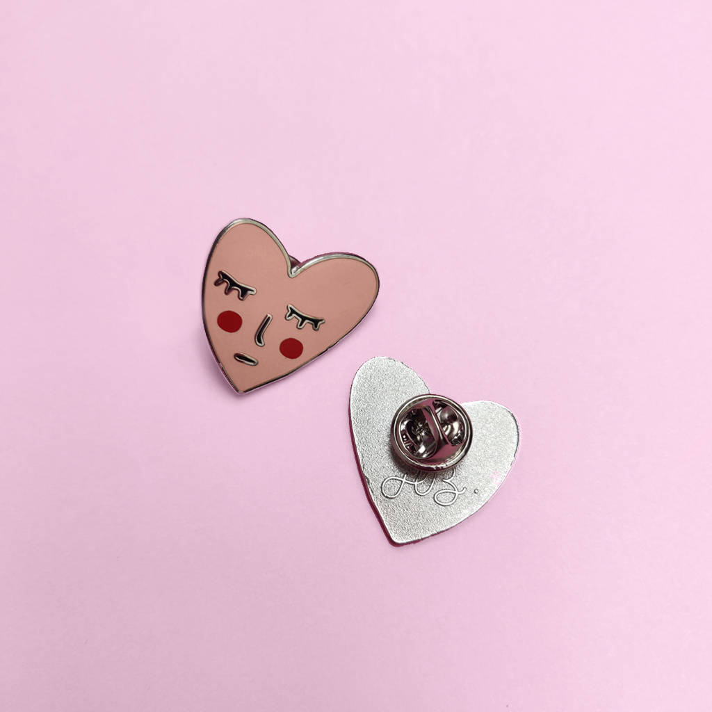 Heart Face Enamel Pin By Harper And Blake