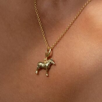 Zebra Charm Necklace, Sterling Silver Or Gold Plated, 2 of 9